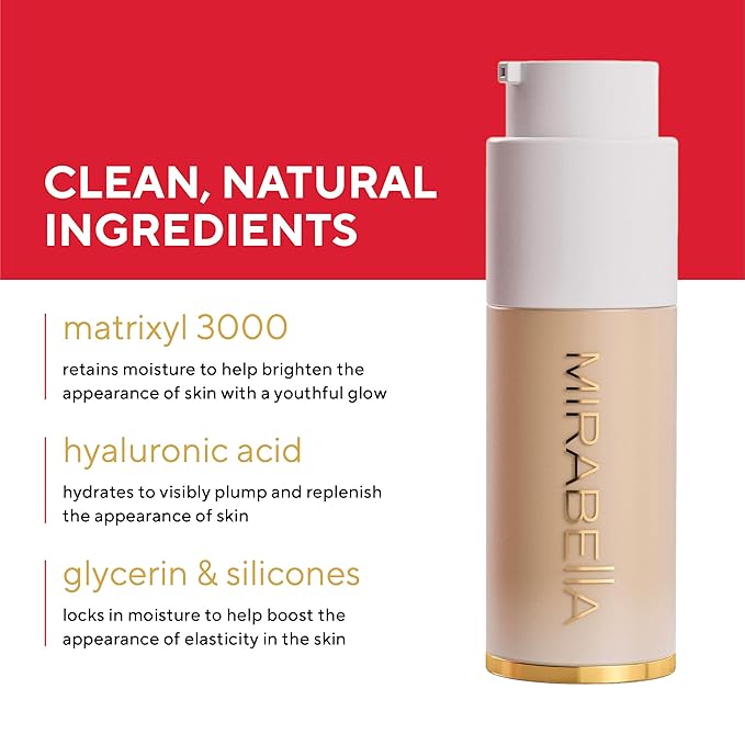 MIRABELLA - Invincible for All HD Liquid Foundation, Moisturizing Face Products for All Skin Types, Full-Coverage Lightweight Foundation Makeup, Moisturizing & Hydrating Beauty Care, Medium M130