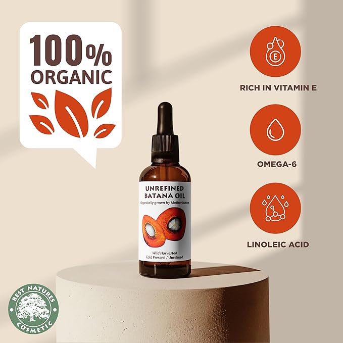 Best Natures Batana Oil for Hair Growth and Repair: Raw Batana Oil from Honduras - 100% Pure & Natural - For Thicker & Stronger Hair. Recognized by Dr. Sebi (2 fl oz)