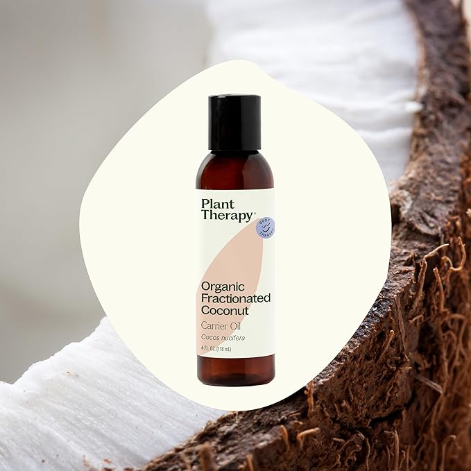 Plant Therapy Organic Fractionated Coconut Oil for Skin, Hair, Body 100% Pure, USDA Certified Organic, Natural Moisturizer, Massage & Aromatherapy Liquid Carrier Oil 4 oz