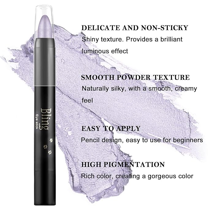 Boobeen Waterproof Eyeshadow Stick - Shimmer Cream Eyeshadow Pencil Create Glitter Eye Makeup, Easy to Use (08#)