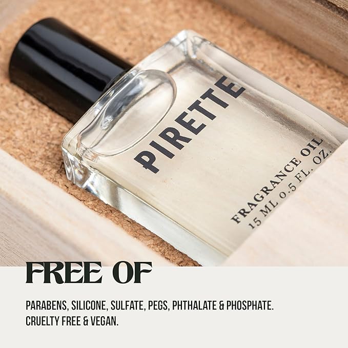 PIRETTE Fragrance Oil Roll On, Beach-Inspired, Long Lasting Perfume Oil with Notes of Fresh Green Coconut, Surf Wax & Sunscreen, Daily Rollerball Perfume for Women, 0.5 fl oz