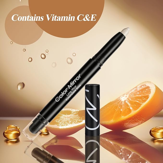 Cream Waterproof Hypoallergenic Eyeshadow Stick, long wear Metallic Glitter Matte Eye Shadow Pencil With Makeup Brush, Eye Brightener, 20 Marble Shimmer