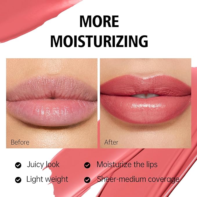 MAKI YIKA Moisture Hot Pink Lipstick for Women Hydrate Lip Balm for Dry Cracked Lips Weightless Glossy Lip Color Juicy Finish,MA056 Girl's Pink