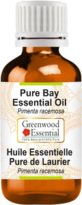 Greenwood Essential Bay Essential Oil (Pimenta racemosa) Pure | Non-Sticky | Non-Greasy | Lightweight | Men & Women | All Skin Types | Steam Distilled 10ml (0.33 oz)