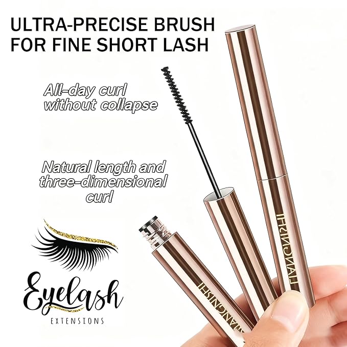 Ultra-Slim Brush Tubing Mascara for Mature Lashes – Waterproof Volume + Length for Fine Short Lower Lashes, Hypoallergenic Smudge-Proof Formula, Older Women Sensitive Eyes Friendly (Brown)
