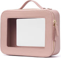 Popvibe Clear Makeup Bag Travel Cosmetic Case Transparent Toiletry Bag with Zipper, Portable Make Up Organizer Traveling Compact Car Bag for Essentials