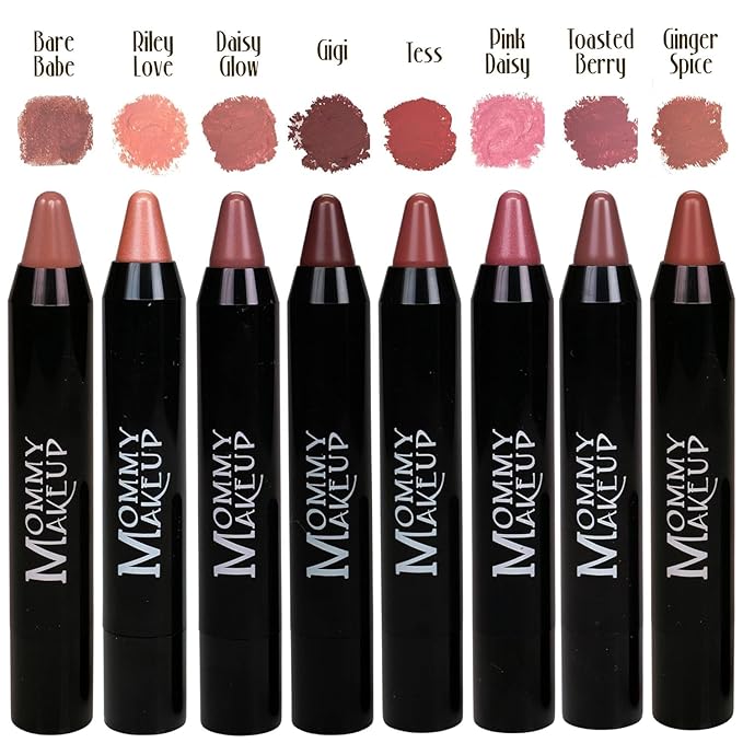 Mommy Makeup Triple Sticks Lipstick, Cream Blush & Teatment All-In-One with Shea & Cocoa Butter - Soft & Creamy Moisturizing Lip Crayon For Lips & Cheeks (Pink Daisy)