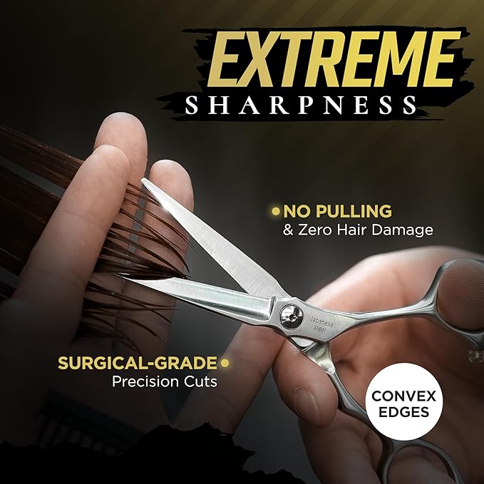 Fagaci Professional Hair Cutting Scissors 6” Japanese Steel for Ultra-Precise Cuts, Thinning Scissors for Texturizing, Extreme Durability Hair Shears, Hair Cutting Barber Scissors