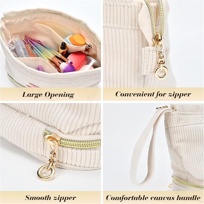 Makeup Bag for Girls Gift, Personalized Christmas Gifts Initial Women Makeup Bag for Travel, Double Layer Cosmetic Bag with Brush Organizer Preppy Make up Bag for Teen Girl Trendy - Q