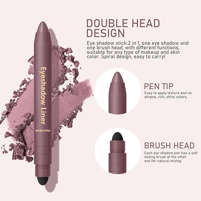 2Pcs Perfect Color Duo-Shadow Liner 2-in-1 Eyeliner & Eyeshadow, Effortless Smoky or Natural Eye Makeup, Waterproof & Smudge-Proof Shadow Liner Duo (B)