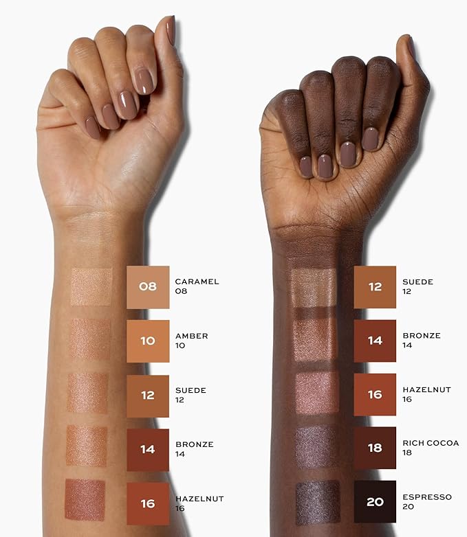 MAKE Beauty Diffusion Dew Skin Tint. Sheer to Medium Coverage Radiant Finish. Blurring, Smoothing, and Brightening for Glowing Complexion. Enhanced with Niacinamide and Adenosine. Fair 01