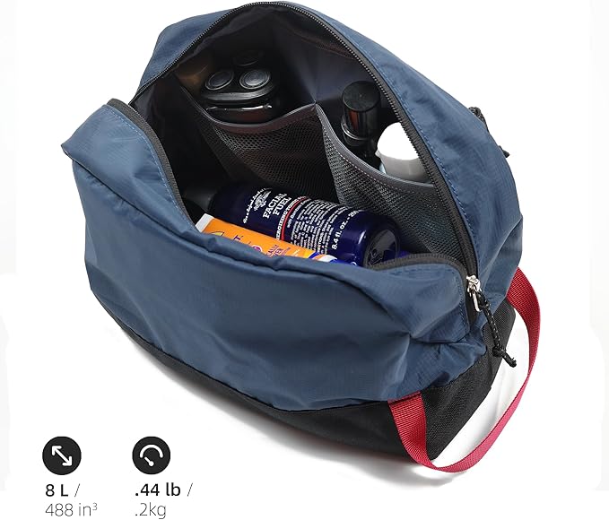 Travel Toiletry Bag 8L, Large Packing Cube with Waterproof TPU Wet/Dry Compartment (03 Blue Abyss)