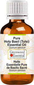 Greenwood Essential Pure Holy Basil Essential Oil (Ocimum Sanctum) Steam Distilled 5ml (0.16 oz)