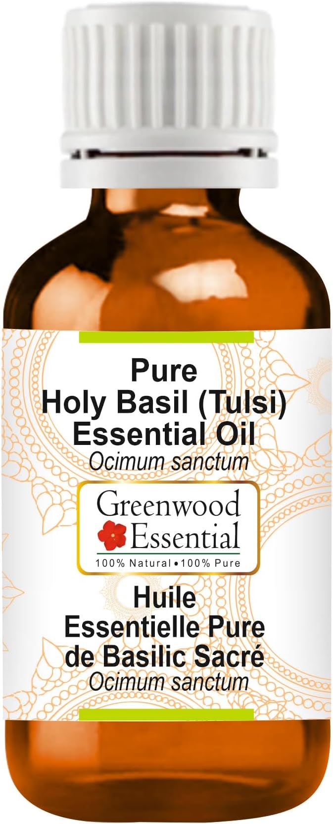 Greenwood Essential Pure Holy Basil Essential Oil (Ocimum Sanctum) Steam Distilled 50ml (1.69 oz)
