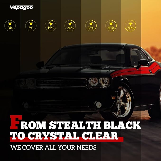 Vepagoo 35% VLT Ceramic Car Window Tint Film (30" x 15FT) - Heat & Glare Reduction, Blocks UV & IR Rays, Scratch Resistant, Privacy Tint Fit for Sedan SUV Pickup Truck