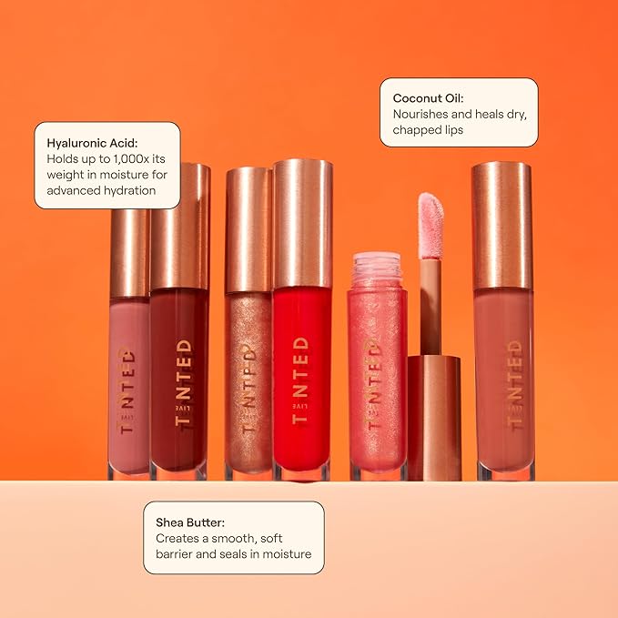 Live Tinted Huegloss High-Shine Lip Gloss - Hydrating, Non-Sticky, Moisturizing Lip Gloss with Hyaluronic Acid, Coconut Oil, and Shea Butter For a Soft Barrier & Seals in Moisture - Warm Spice