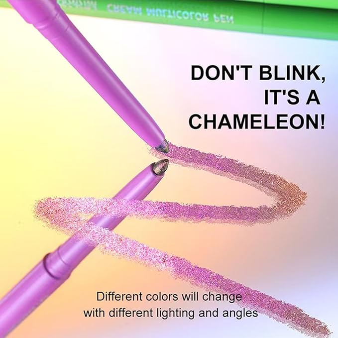 Green Eyeliner Chameleon Eyeliner Pen Eyeshadow Stick Colorful Cream Glitter Shimmer Eye shadow Waterproof Long Lasting Halloween Eye liner Pencil Party Stage Use # 02