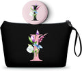 SEAMOON Bride to be Birthday Womens Unique Initial Monogram Gifts for Women Mom Personalized Travel Makeup Cosmetic Bag with Mirror Valentines Mothers Day Christmas Graduation I