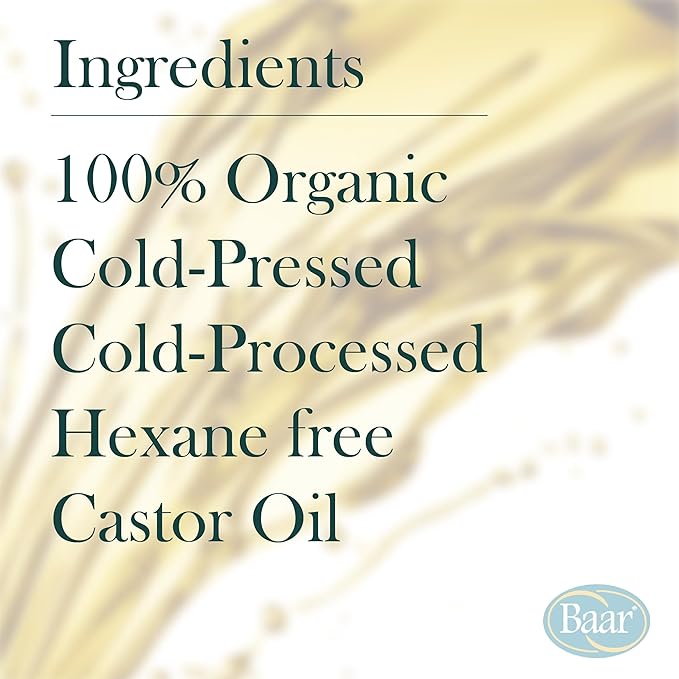 Baar Palma Christos Organic Castor Oil, Cold-Pressed, Hexane-Free, USDA Certified, for Skin, Hair, Massage & Castor Oil Packs, Glass Amber Bottle, 8 oz. (Pack of 2)