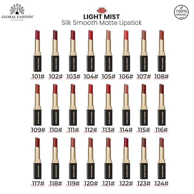 Global Fashion Silk Smooth Matte Lipstick – Long-Lasting, Luxurious Color, Rich Hydration, Lightweight Formula, Lightweight Matte Lip Color for Women, Available in Multiple Shades (120, 0.12 oz)