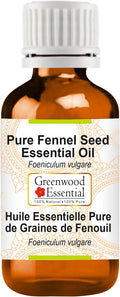 Greenwood Essential Fennel Seed Essential Oil (Foeniculum vulgare) Pure | Non-Sticky | Non-Greasy | Lightweight | Men & Women | All Skin Types | Steam Distilled 100ml (3.38 oz)