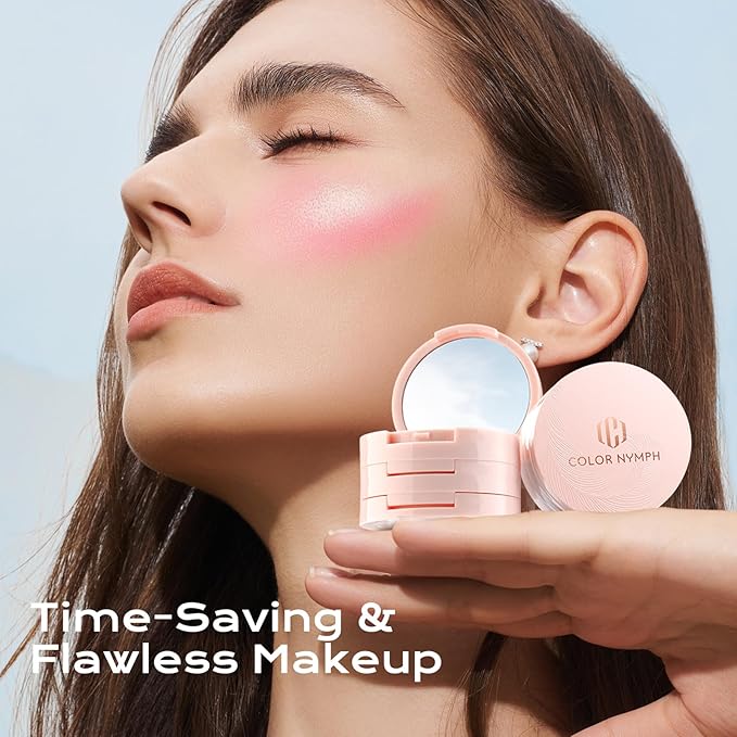 Color Nymph Ultra-Creamy Highlighter Blush Bronzer Stackable Makeup Palette Set | 3-IN-1 Multi-Use Long-Lasting & Matte & Shimmer Power, Travel-Friendly Makeup Kits | Vegan & Cruelty-Free - Combo
