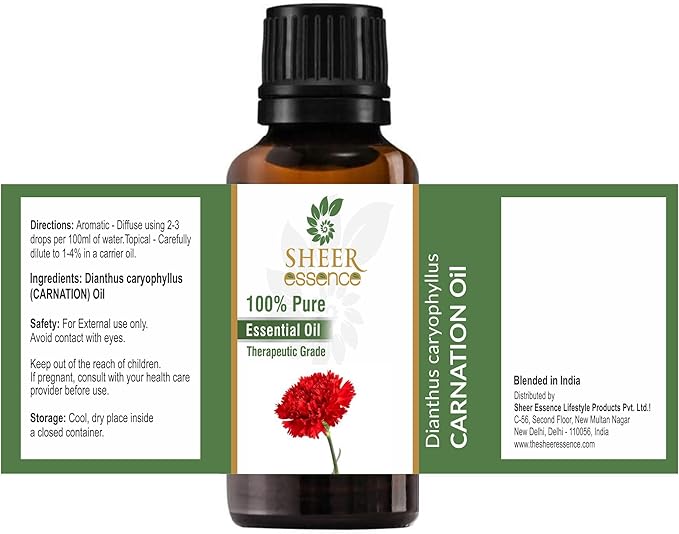 Carnation Oil -(Dianthus Caryophyllus)- Essential Oil 100% Pure Natural Undiluted Uncut Therapeutic Grade Oil 1.69 Fl.OZ