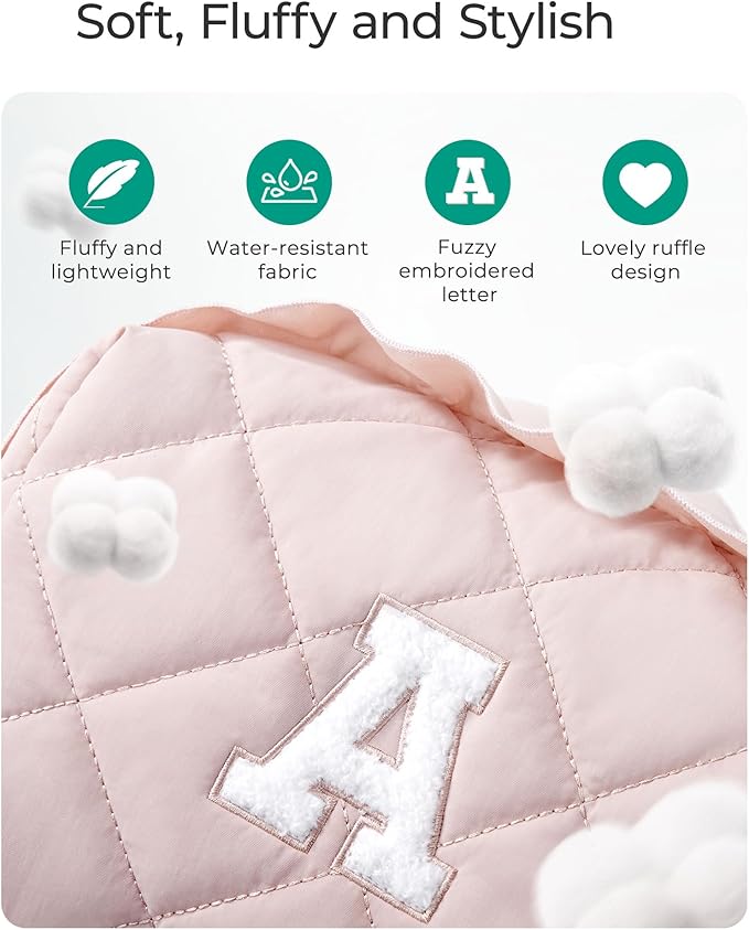 BAGSMART Elegant Roomy Makeup Bags (Initial-M-Pink)