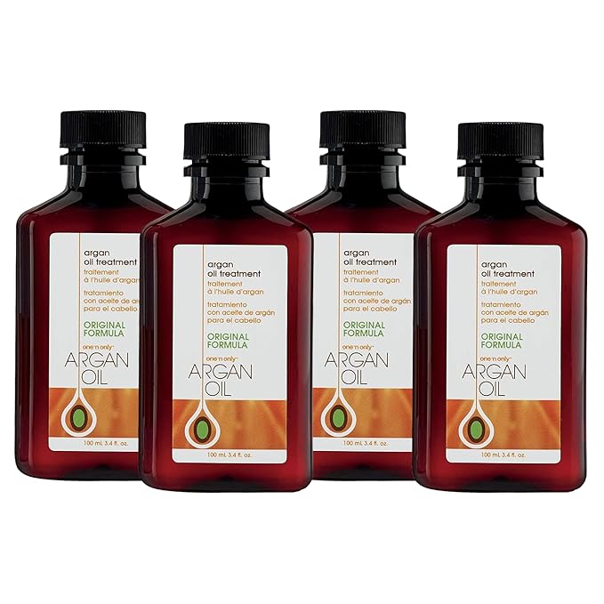 One 'n Only Argan Oil Hair Treatment - Lightweight & Hydrating Hair Oil for Natural, Wigs & Extensions - Shine Enhancing, Heat Protectant & Frizz Control (3.4 oz, 4pk)