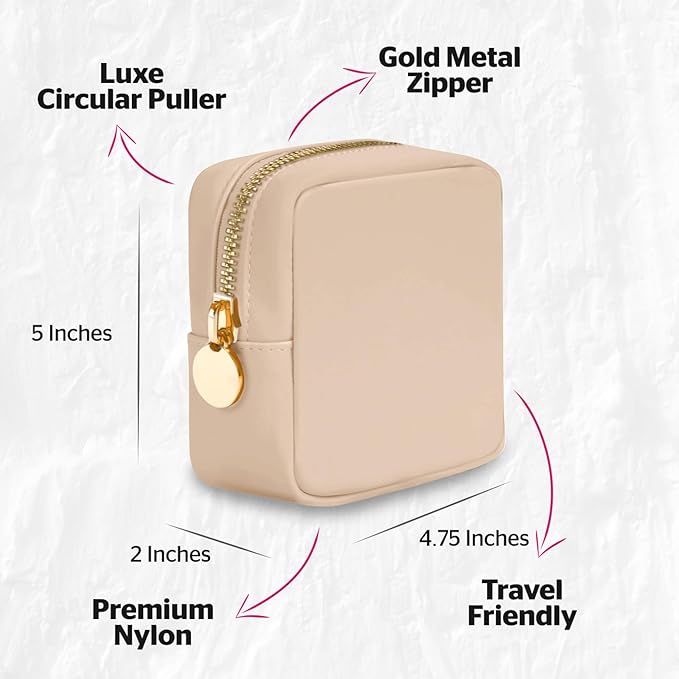 DANCOUR Nylon Makeup Bags for Women Large Preppy Travel Toiletry Pouch Cosmetic Bag Makeup Organizer