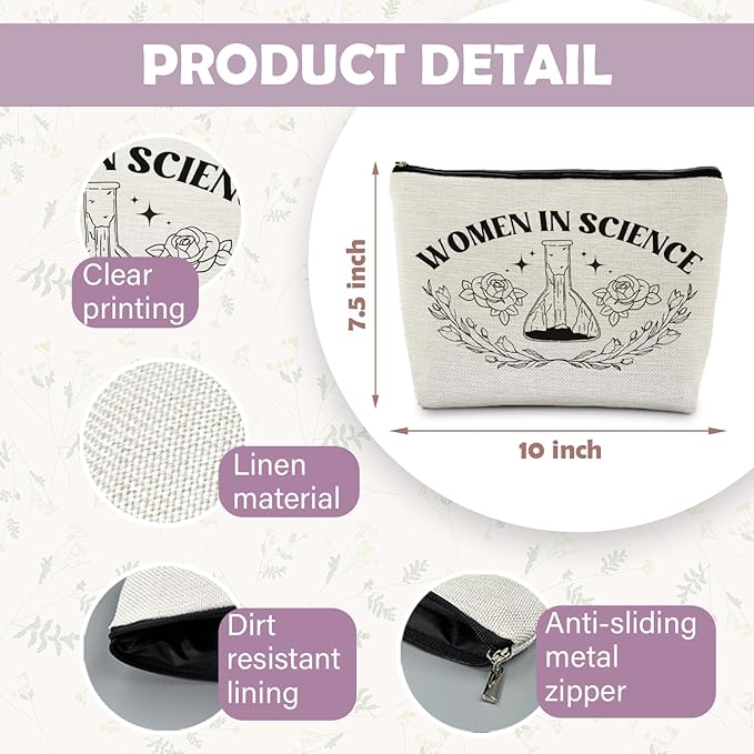 Women's Science Makeup Bag - Teacher Gifts, Forensic & Environmental Science Cosmetic Pouch
