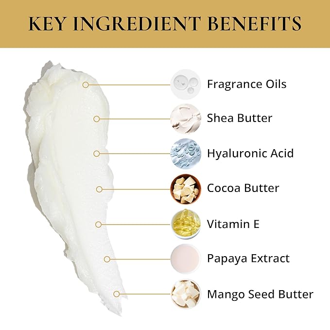 LUXURY LIFE BUTTER - Irresistibly Scented Body Butter with Hyaluronic Acid for Ultimate Moisture. Luxurious Natural Fragrance. Hydrates for a Non-Greasy Glamorous Glow, Presidential, 5 oz.