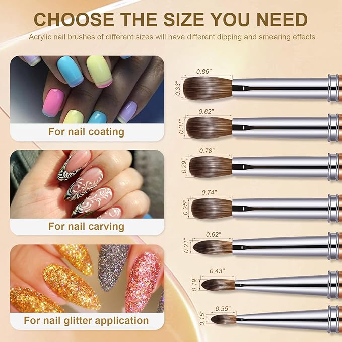 Acrylic Nail Brush Size 4, 100% Real Kolinsky Art Nail Brush for Acrylic Powder Application, Handmade Women Manicure Nail Extension Tool for Professional DIY Home Salon and Beginners