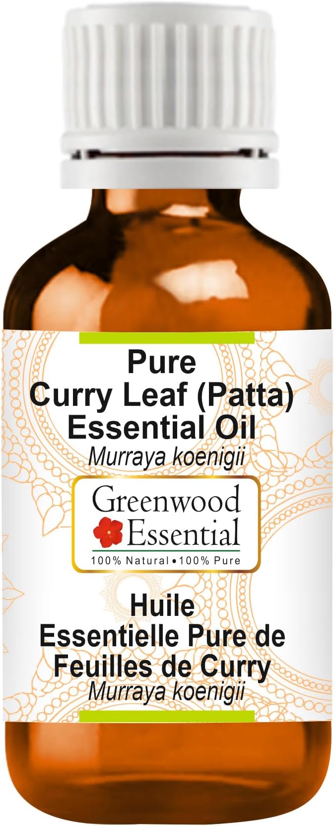 Greenwood Essential Curry Leaf (Patta) Essential Oil (Murraya koenigii) Pure | Non-Sticky | Non-Greasy | Lightweight | Men & Women | All Skin Types | Steam Distilled 15ml (0.50 oz)