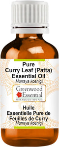 Greenwood Essential Curry Leaf (Patta) Essential Oil (Murraya koenigii) Pure | Non-Sticky | Non-Greasy | Lightweight | Men & Women | All Skin Types | Steam Distilled 10ml (0.33 oz)