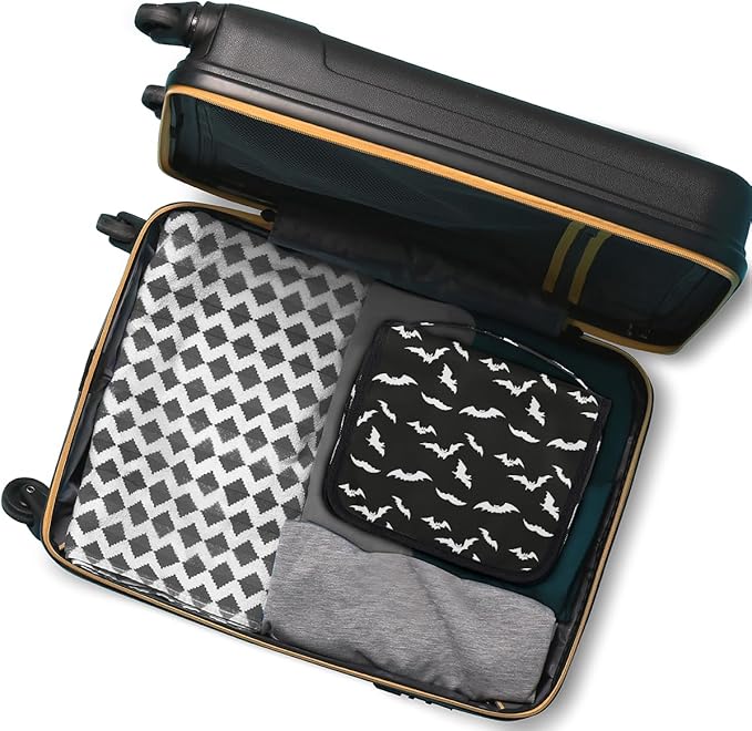 Travel Toiletry Bag for Women & Men Black Bat Modern Hanging Cosmetic Organizer Portable Waterproof Makeup Case Make Up Bag with Compartments Travel Essentials for Bathroom Shower