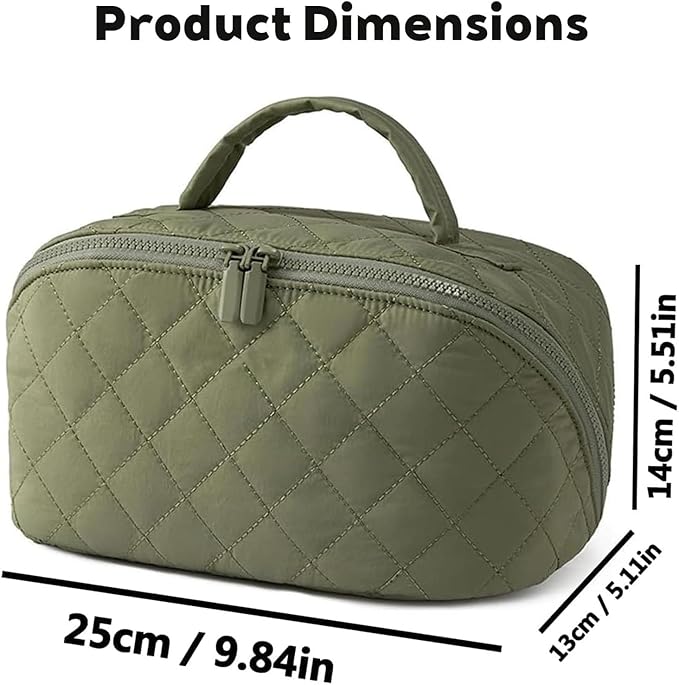 Petition Makeup Bag, 180° Open Lay-Flat Cosmetic Case, Large Capacity Compartment Makeup Bag, Lightweight, Soft and Fashion for Bottles & Brushes (White)