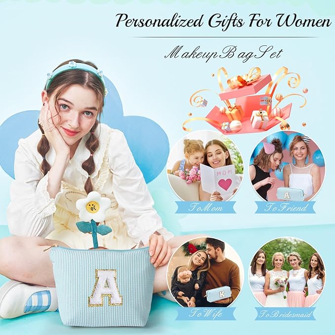 YOOLIFE Gifts for Girls, Teenage Gift Ideas | Personalized Makeup Bag for Girls, Initials, 7-16 Years Old