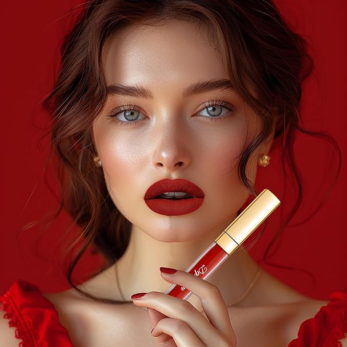 3Pc Matte Liquid Lipsticks for Women, Dark Red Lipstick Dusrty Nude Lisptick Red Lipstick, Cruelty Free Long Lasting Lip Makeup, DM18+DM05+DM10