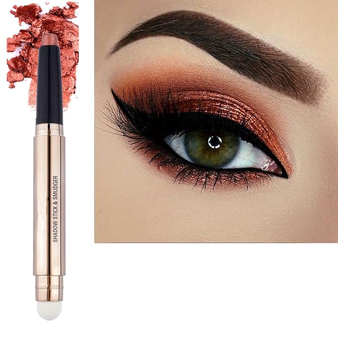Thriving Eye Shadow Sticks Smooth Cream Eyeshadow Pencil Hypoallergenic Waterproof Long Lasting Eyeshadow Highlighter Stick Makeup Single Pen Crayon (Copper Shimmer 05#)