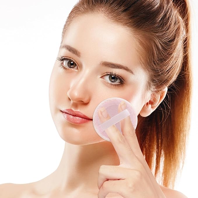 Sibba 12 PCS Blush Loose Powder Puff Face Setting Body Makeup Soft Velour Sponge Beauty Blender Make Up Mini Portable Finger Applicator Holder Small Fluffy Highlighter Facial Cosmetic Cushion Women