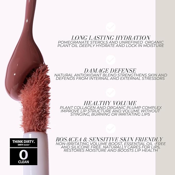 FITGLOW Beauty Lip Colour Serum | Hydrating Lip Gloss | Plumping Anti-Aging Lip Treatment | Natural Shine with Pomegranate Sterols & Collagen | Buildable Color for Dry Chapped Lips | Root - 10g
