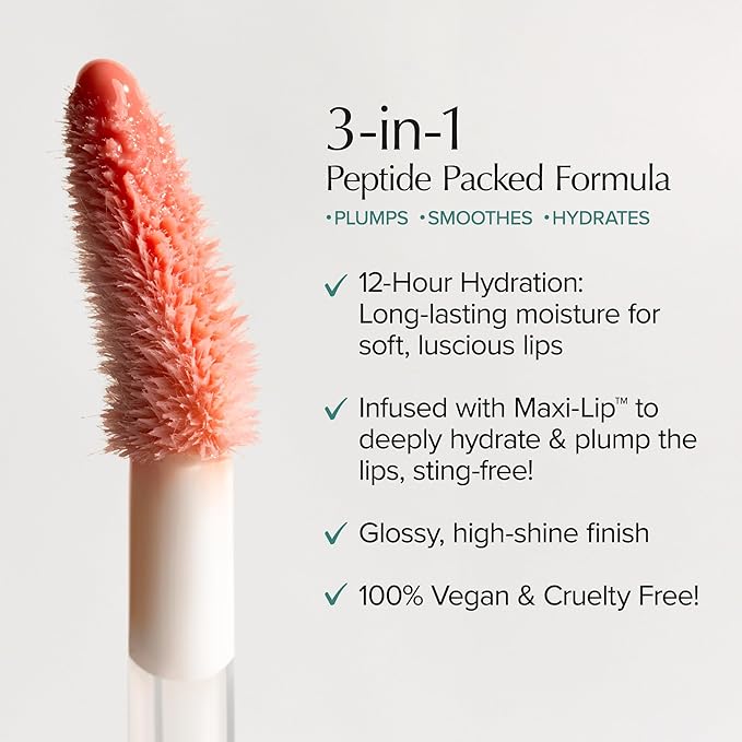 Thrive Causemetics Sheer Strength Lip Plumping Peptide Gloss, Lip Plumper with Vitamin E, Peptides, Plumps, Smooths & Hydrates Lips, High Shine, Vegan & Cruelty Free, Marlene (Light Pink)