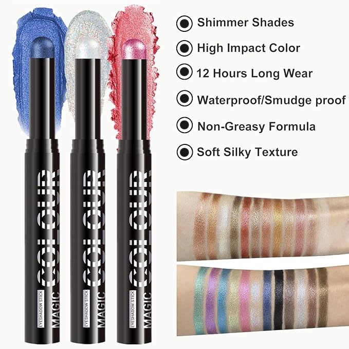 Grey Eyeshadow Stick, Cream Eyeshadow Stick Pencil, High Pigment Waterproof Long Lasting Eye Shadow Pen, Women Multi-Dimensional Eye Highlighter Stick (16#)