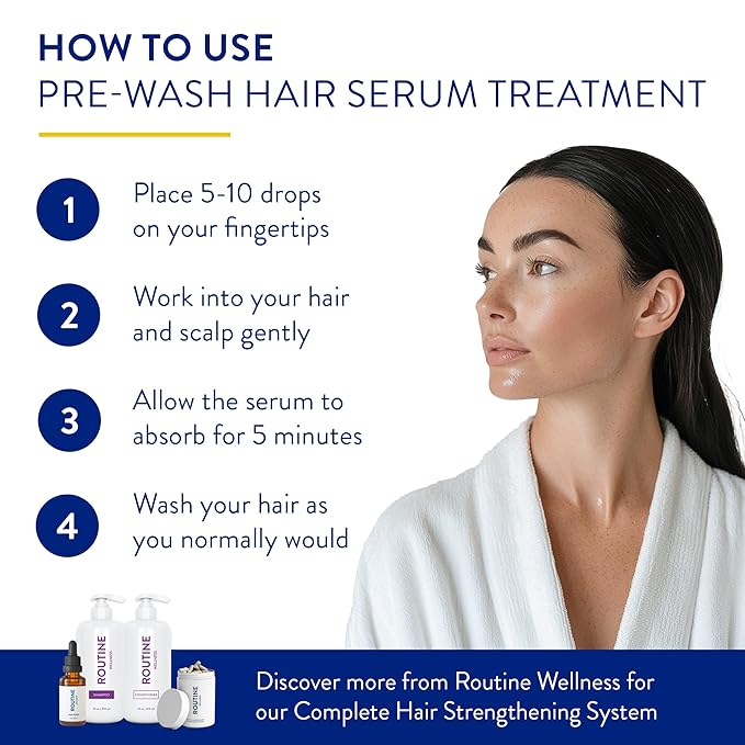 Routine Wellness Hair Treatment Serum for Thinning Hair - Plant-Based Rosemary, Tea Tree & Argan Oils Blend for Strength, Shine & Softer Hair - Clean Ingredients, All Hair Types - 30ml (Pack of 3)