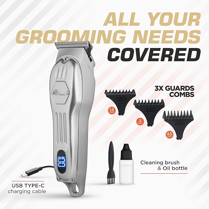 Fagaci Men's Professional Hair Trimmer, Powerful Battery, Sharp Blades, High-Speed Motor, Cold Steel for Comfortable Cuts