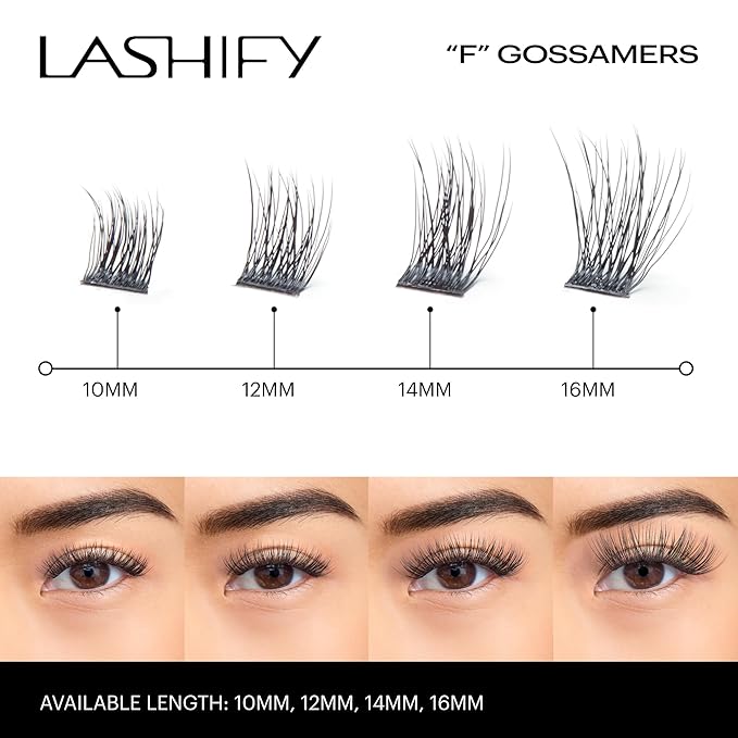 Lashify Fluffy 10mm Gossamer Eyelash Extensions Refill, Black, Easy DIY False Lashes To Add Fullness and Dimension