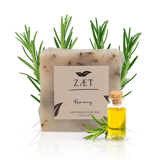 ZAET 8-Pack Rosemary Bar Soap – Made with Rosemary Leaves, Olive Oil and Coconut Oil - Handmade Soap Bar for Face, Body and Hands - Gently Cleanses and Hydrates All Skin Types- For Men and Women