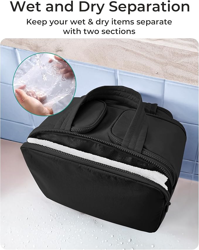 BAGSMART Travel Toiletry Bag, Puffy Toiletry Bag for Women, Wide-open toiletry bags for traveling, Large Travel Cosmetic Makeup Bag Organizer for Accessories,Toiletrie (Steel Blue)