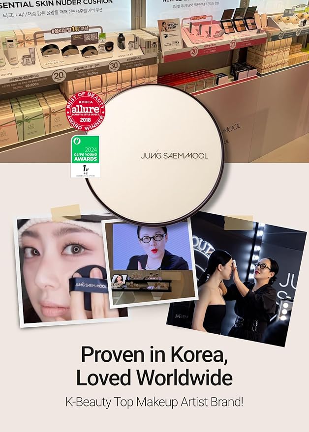 JUNG SAEM MOOL [ SPF ] Essential Skin Nuder Cushion (19 N-Light) | Refill Not Included (0.49 Fl Oz) | SPF50 Broad Spectrum | Natural Finish | Makeup Artist Brand